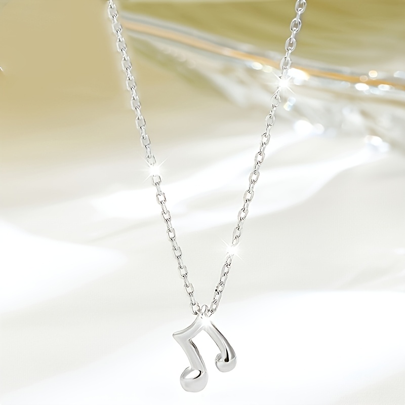Women's S925 Silver Musical Note Pendant Necklace, Valentine's Gift